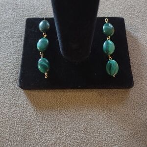 Vintage Malachite dangle earrings. Needs fish hook backings.